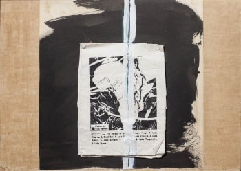 פנחס כהן גן, 1974, "כף התקווה הטובה", קולאז', אקריליק וטכניקה מעורבת על קרטון, 70x50 ס"מ