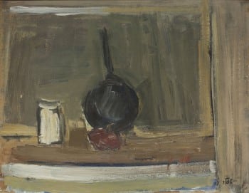 שמואל טפלר, "טבע דומם", 1957, שמן על קרטון, 40x31 ס"מ