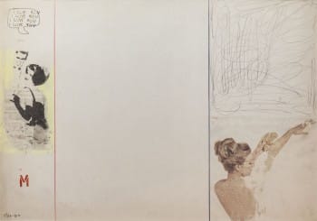 רפי לביא, 1967, טכניקה מעורבת על נייר, 70x50 ס"מ