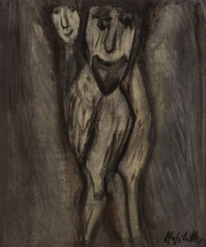 אוזיאש הופשטטר, "ללא כותרת", צבי מים על נייר, 41x49 ס"מ