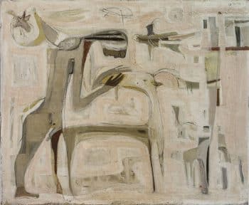 משה פרופס, "דמויות", 1957, שמן על בד, 60x73 ס"מ