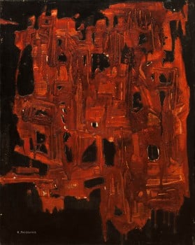 אפרים מודזלביץ, 1969, פוליאסטר, שמן וטכניקה מעורבת על בד, 75x60 ס"מ