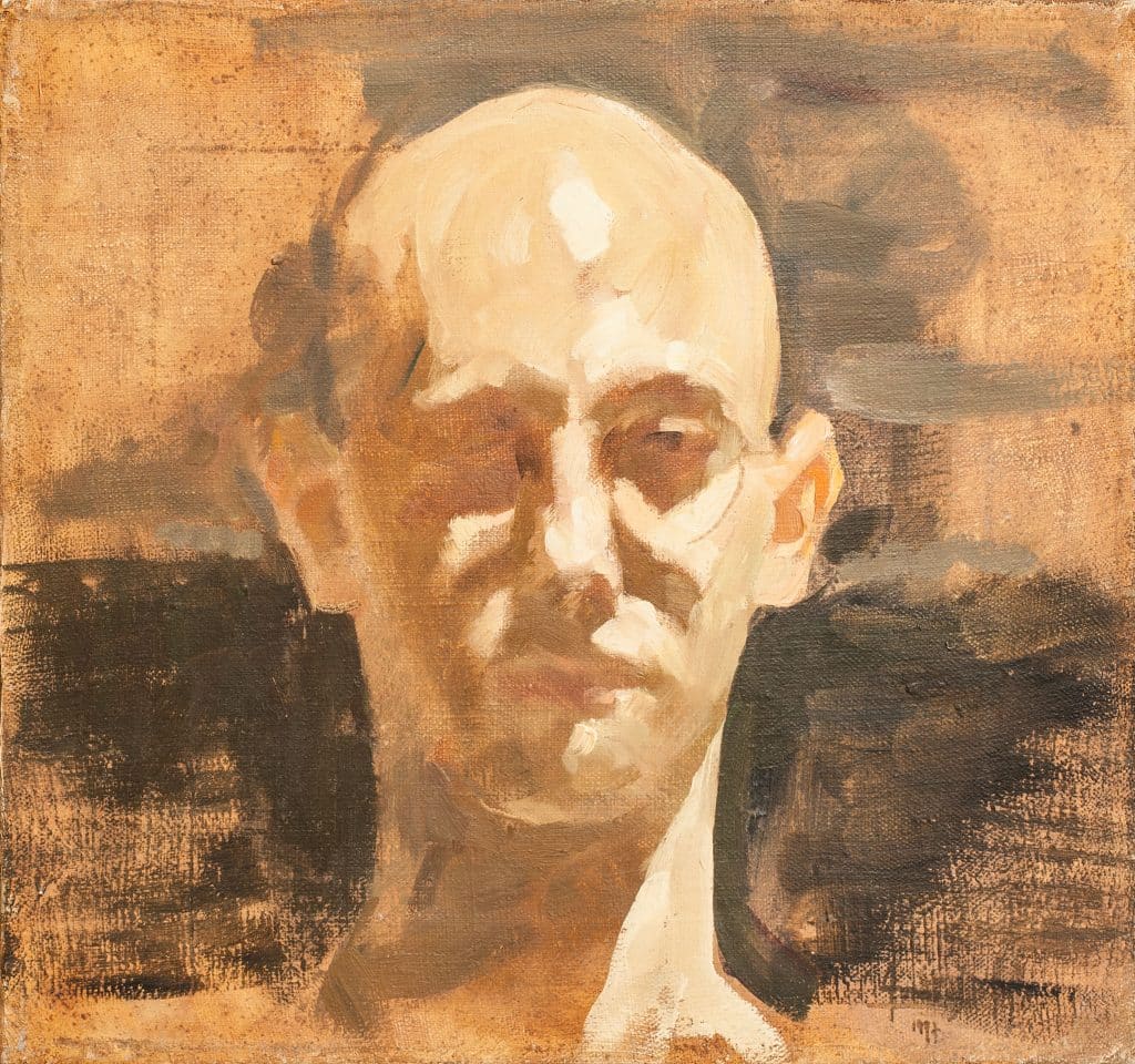 אמנון דוד ער, "דיוקן עצמי", שמן על בד, 30x32 ס"מ