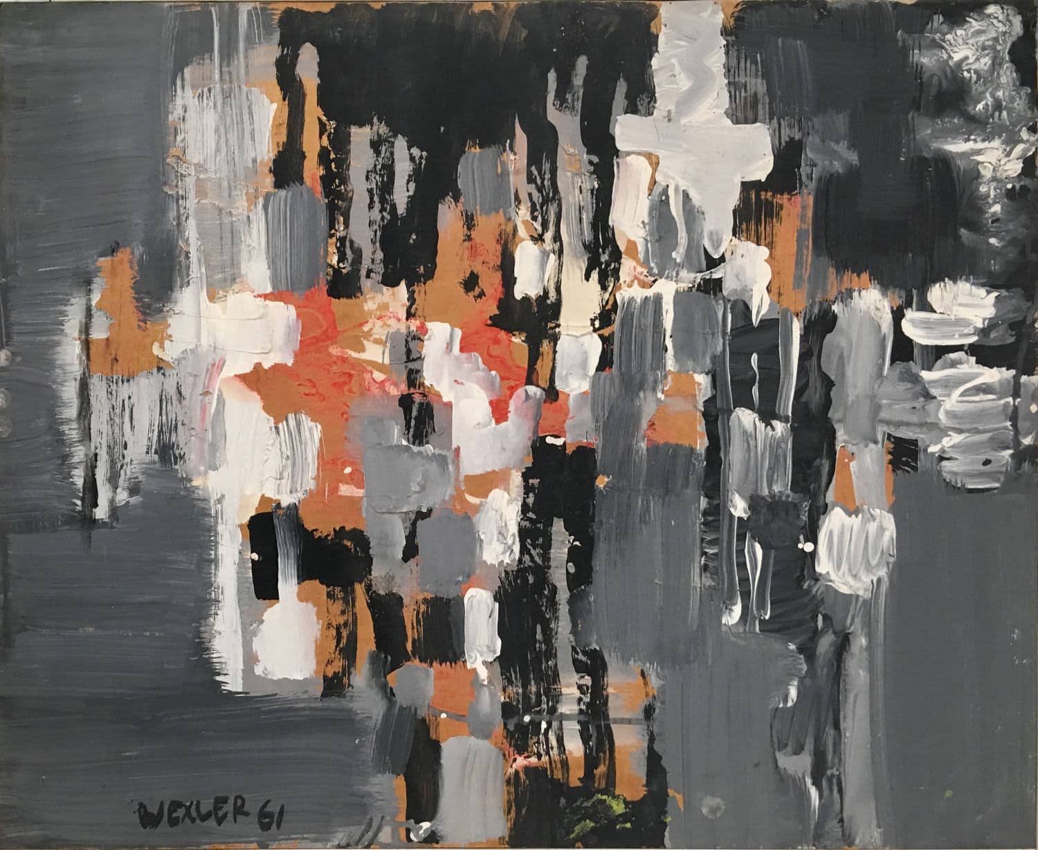 יעקב וכסלר, "ללא כותרת", 1961, שמן על לוח עץ, 52x63 ס"מ