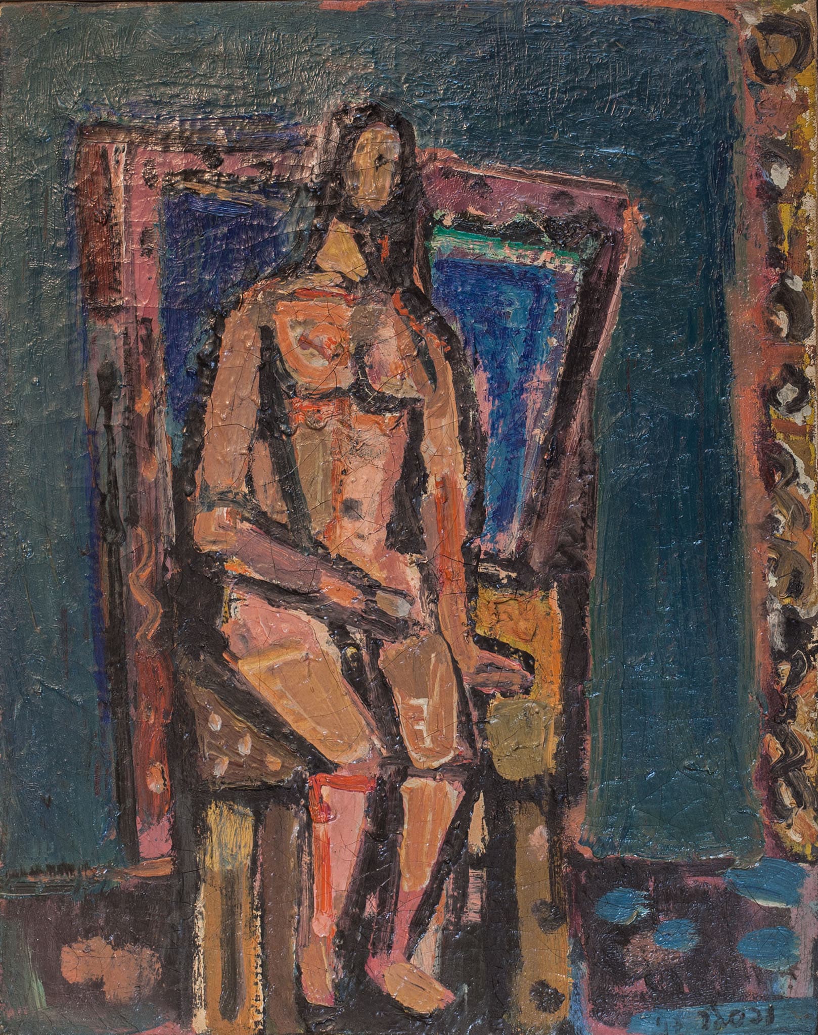 יעקב וכסלר, "אישה בסטודיו", 1943, שמן על בד, 50x40 ס"מ