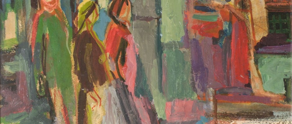 אליהו סיגד, 1952, שמן וגואש על נייר מוצמד לעץ, 28x40 ס