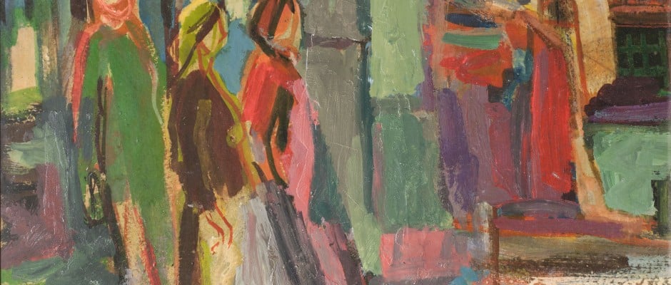 אליהו סיגד, 1952, שמן וגואש על נייר מוצמד לעץ, 28x40 ס"מ