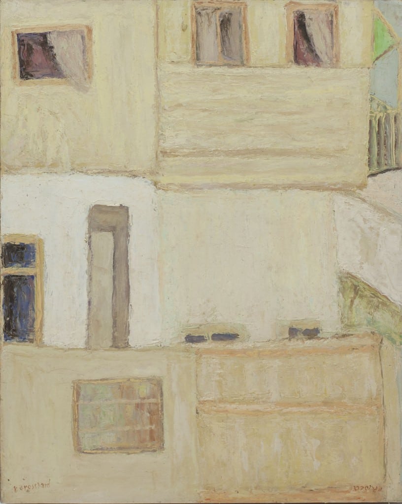 יהושע גרוסברד, "בתים בחיפה", שמן על קרטון, 48x38 ס"מ