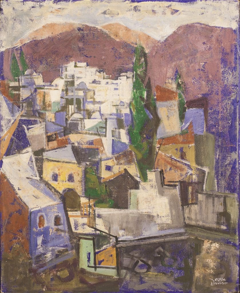 יעקב איזשר, "עין כרם", שמן על בד, 50x61 ס"מ