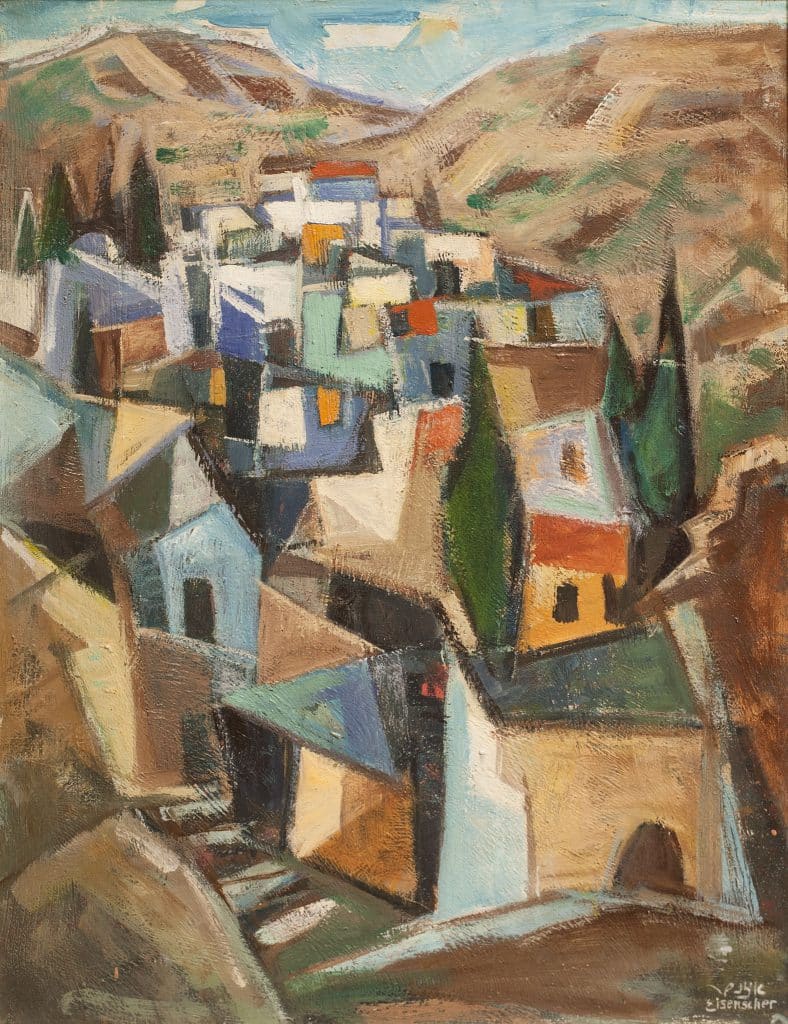 יעקב איזנשר, "עין כרם", שמן על בד, 60x45 ס"מ