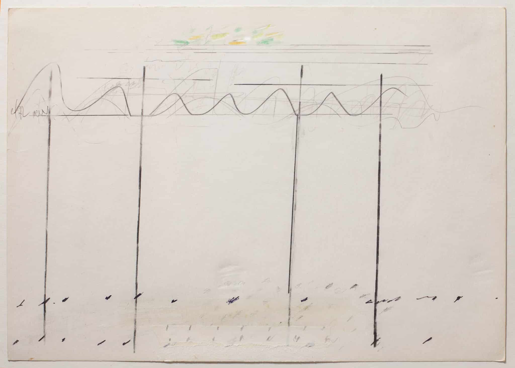 נחום טבת, 1971, עפרונות צבעוניים על נייר, 35x24 ס"מ
