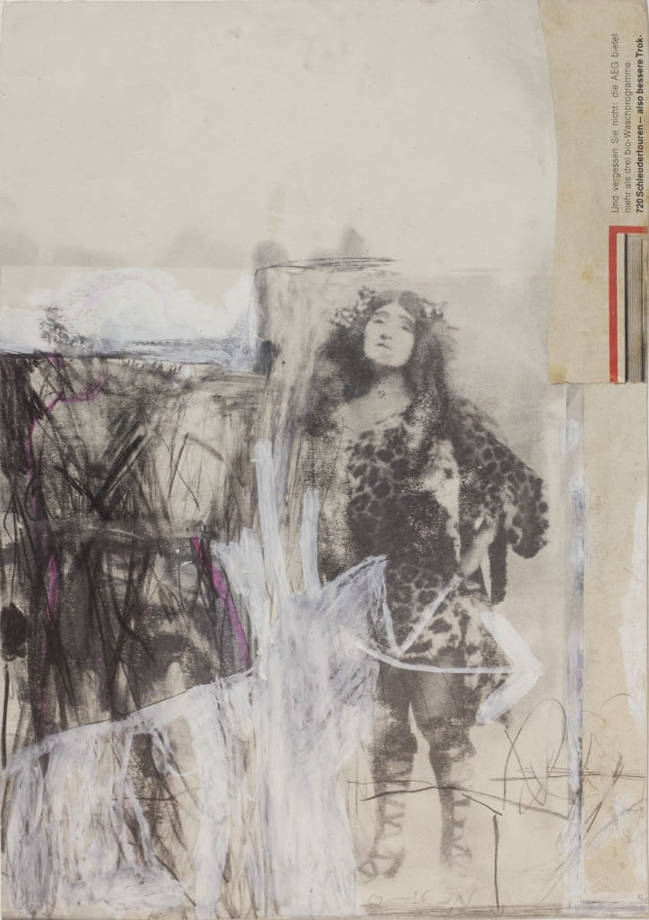נחום טבת, "אישה נמר", 1969, קולאז' וטכניקה מעורבת על נייר, 35x24 ס"מ