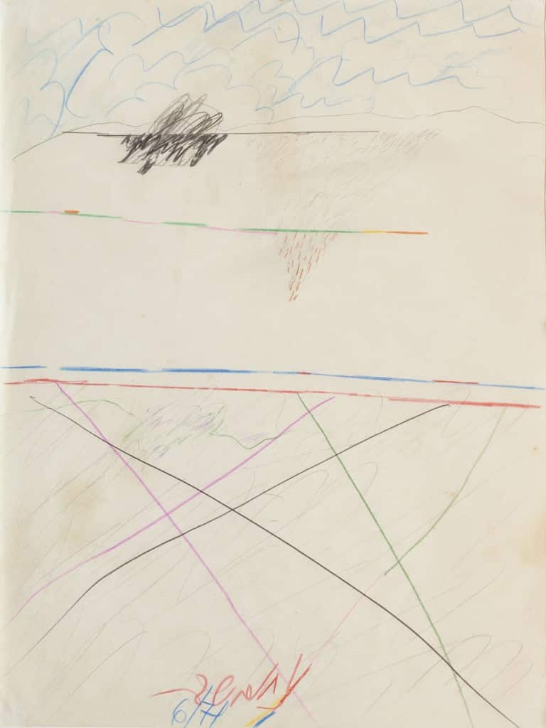 נחום טבת, 1971, עפרונות צבעוניים על נייר, 32x24 ס"מ