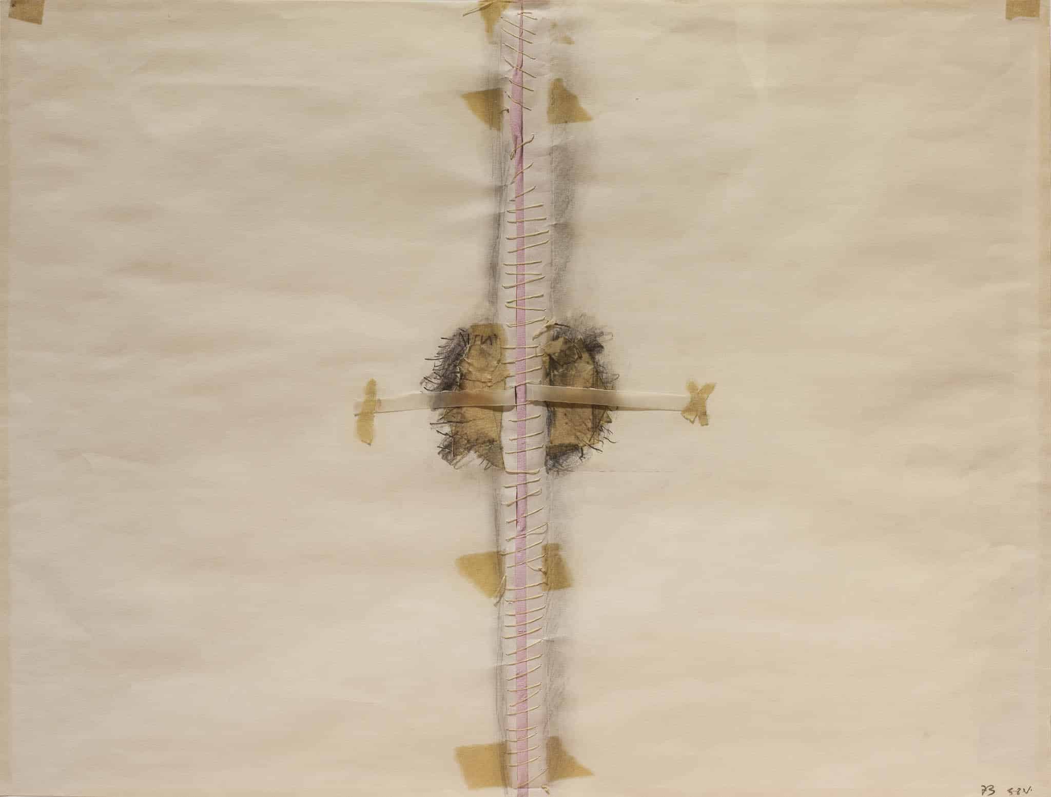 יוכבד וינפלד, 1973, טכניקה מעורבת על נייר, 44x58 ס"מ