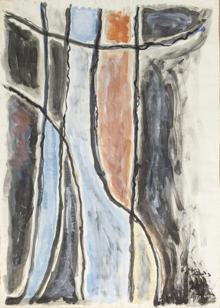 אהרון כהנא, "ללא כותרת", 1960, גואש על נייר, 50x70 ס"מ
