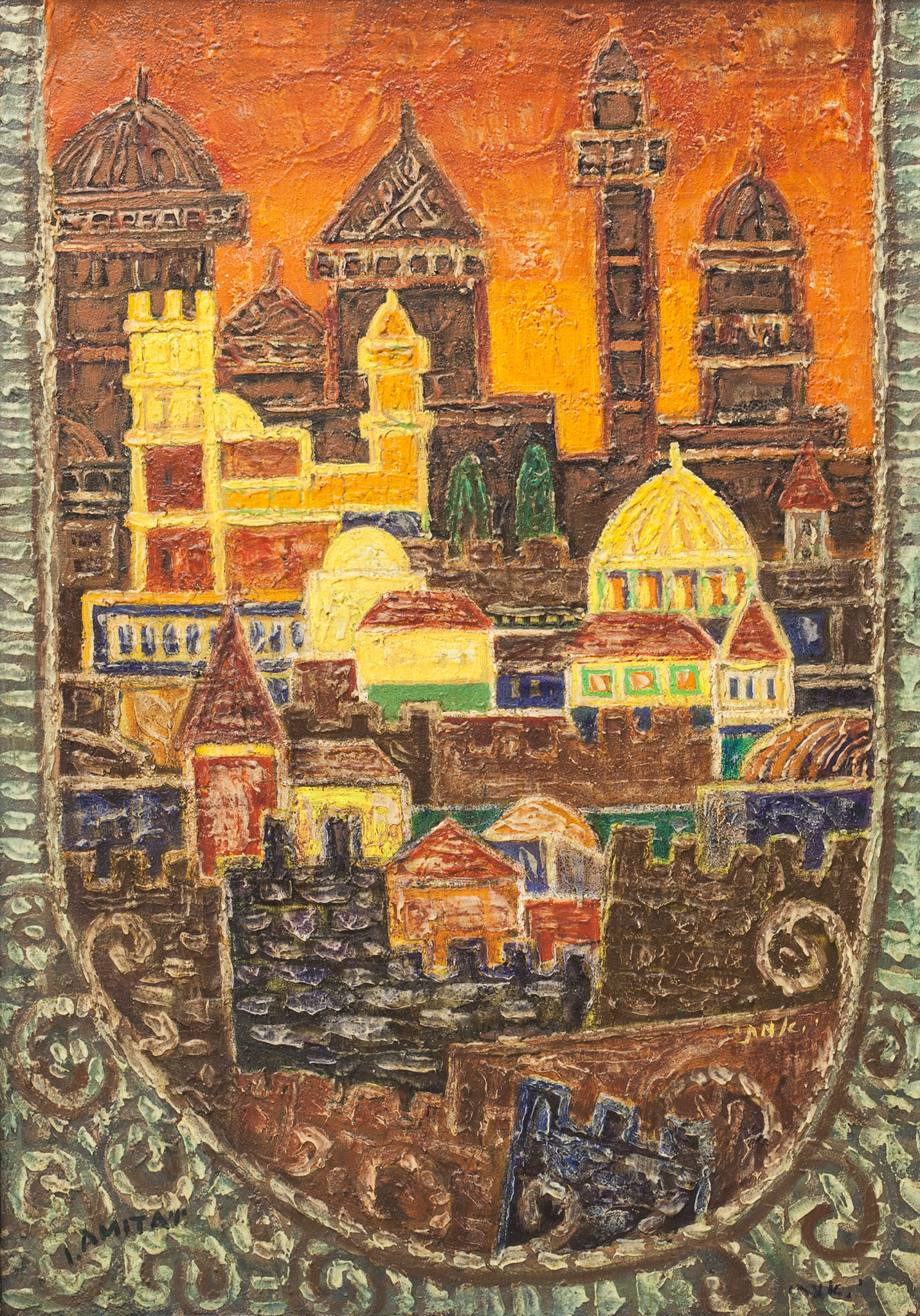יצחק אמיתי, "ירושלים אגדה", שמן על בד, 65x93 ס"מ