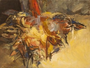 אודרי ברגנר, "עדר כבשים בדואי", 1985, שמן על בד, 81x60 ס"מ