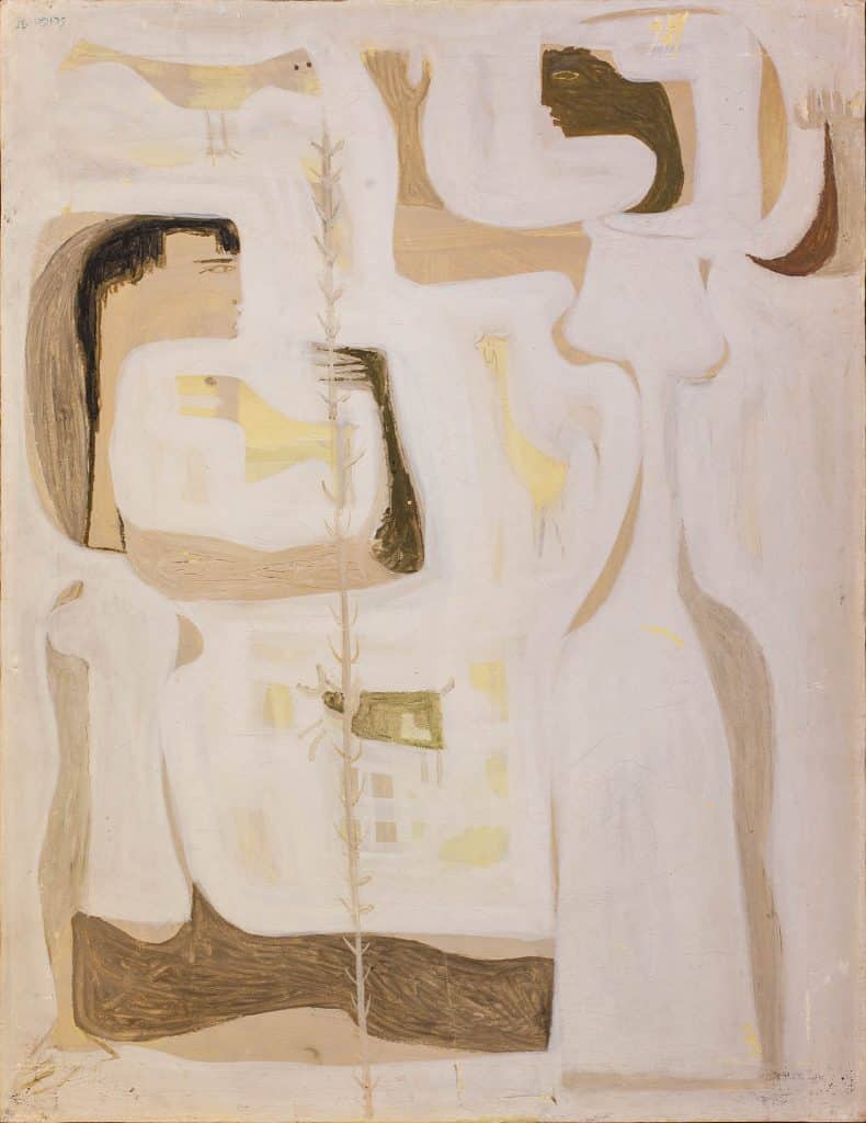 משה פרופס, "דמויות", 1956, שמן על בד, 54x70 ס"מ