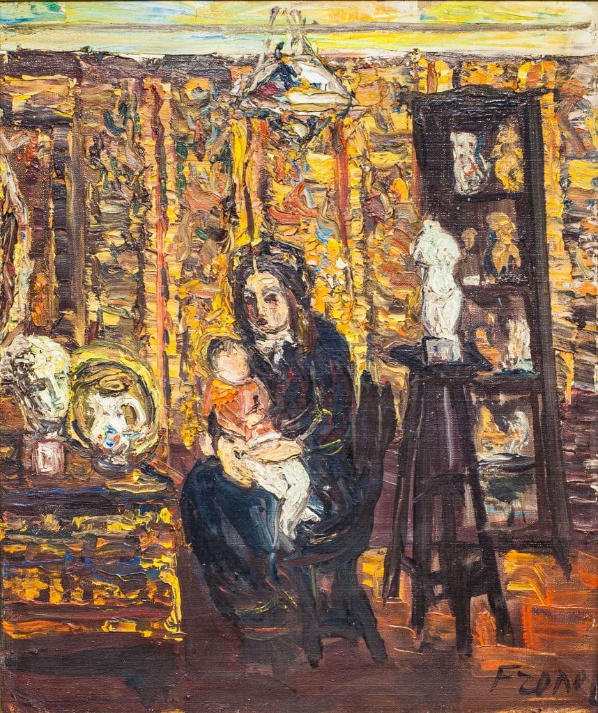 יצחק פרנקל-פרנל, "אישה עם ילד", שמן על בד, 46x55 ס"מ